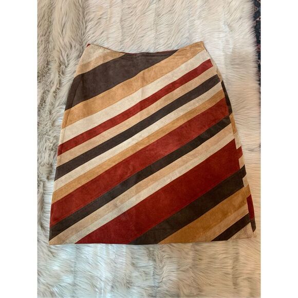 Striped Multicolor Suede Skirt - Picture 1 of 7